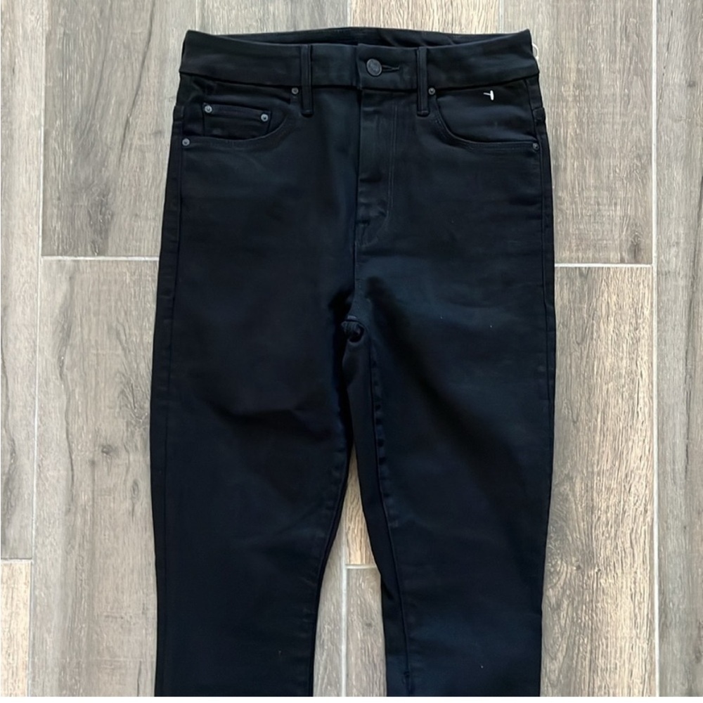 Mother The Looker High Waist Raw Hem Ankle Crop Not Guilty Black Jeans SZ 27 / 4 - Picture 8 of 10